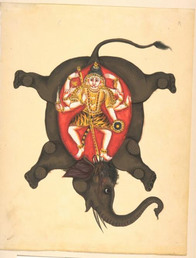 A painting of Shiva inside of a elephant