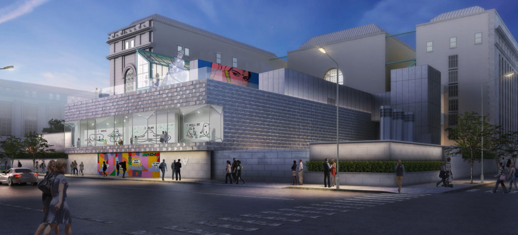 Architectural rendering of a museum facade.